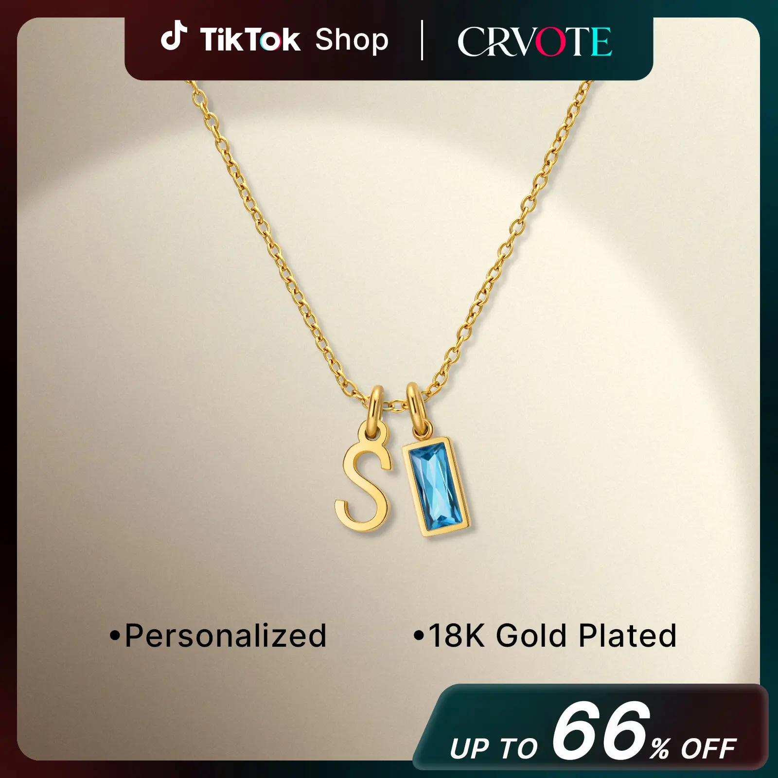CRVOTE December Birthstone Initial Necklaces O–Z for Women, 18K Gold Plated Letter Pendant Name Necklace for Mom Daughter Teens
