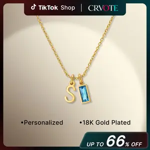 CRVOTE December Birthstone Initial Necklaces O–Z for Women, 18K Gold Plated Letter Pendant Name Necklace for Mom Daughter Teens
