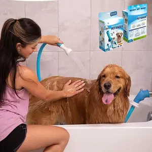 Slip-On Bathtub Faucet Sprayer Attachment. Ultra-Flex Dog Shower Hose Adapter Portable Hose Attachment with Sprayer Pet Showerhead Attach Tub Spout 5 Foot Hose. No Install for Speedy Washing outdoorfun