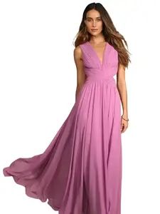 Vivid Imagination Lilac Cutout Maxi Dress, Multiway Dress, Multi Wrap Dress, Plus Size, Boho Bridesmaids, Fabric Fit Formal Womenswear Chiffon Pleated Sexy Women