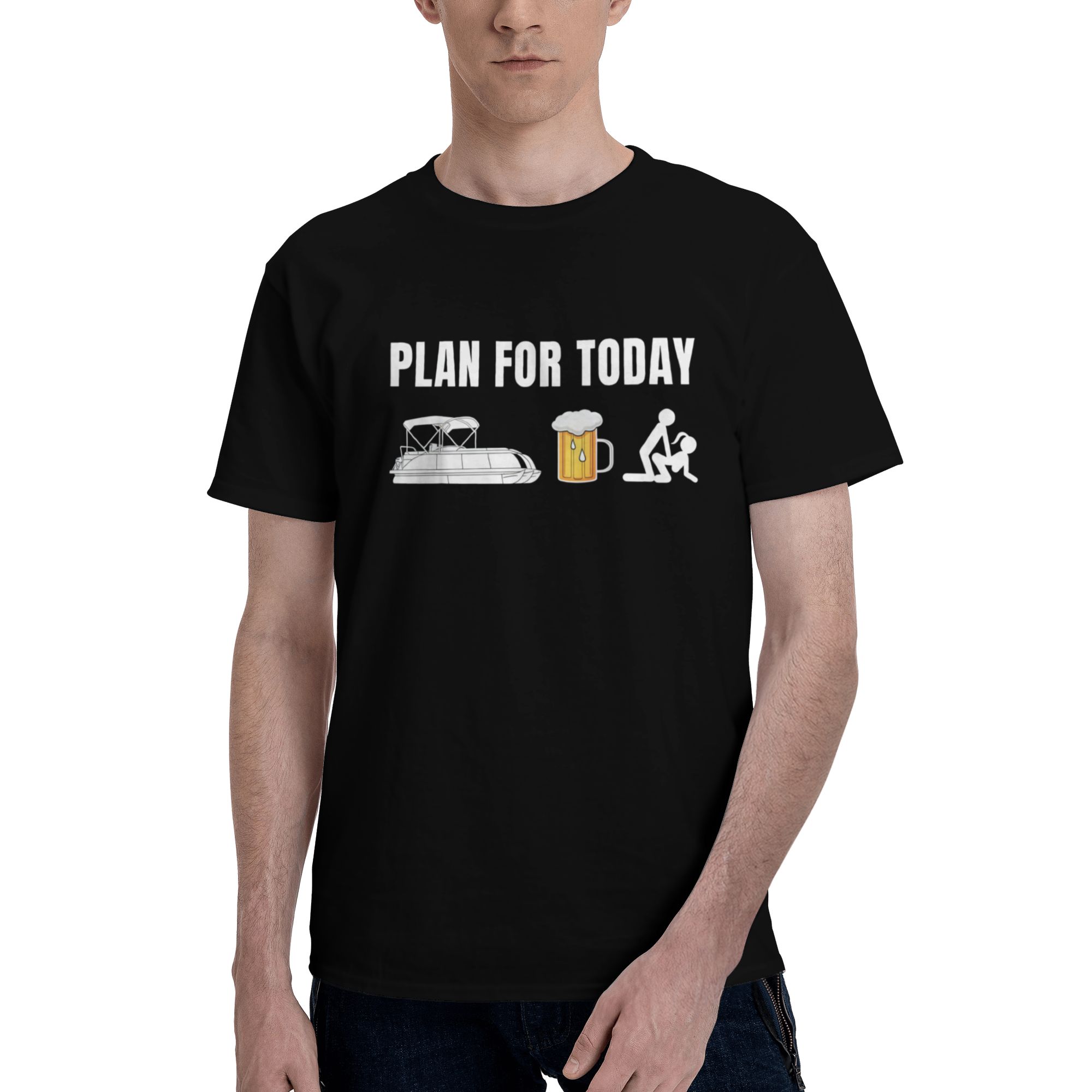 Plan For Today Pontoon Boat Beer Adult Humor T-Shirt Funny Boating Tee