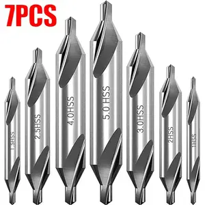 7pcs Center Drill Bit Set 60 Degree Angle Center Drill Bit Kit Lathe Metal Working Butt Tool
