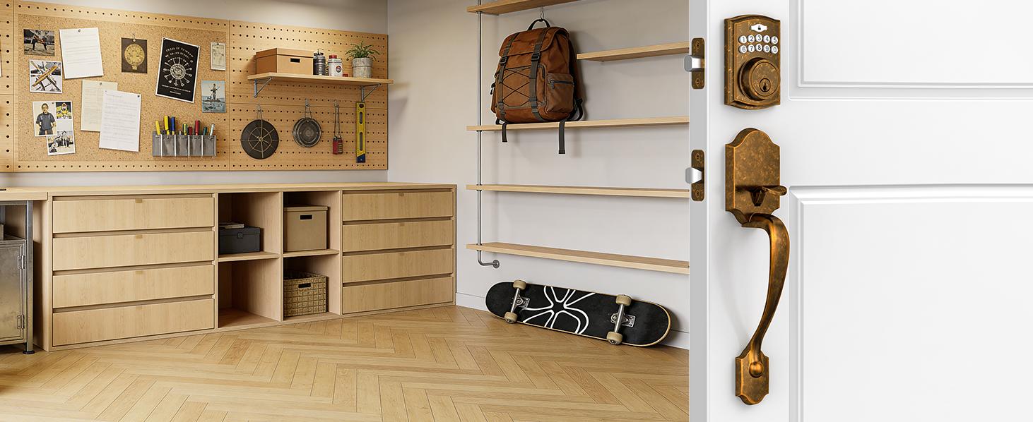 Brightify Antique Brass Front Door Handle No Lock, Classic Exterior Door Handle, Entry Door Handle Reversible for Left & Right Hand Doors