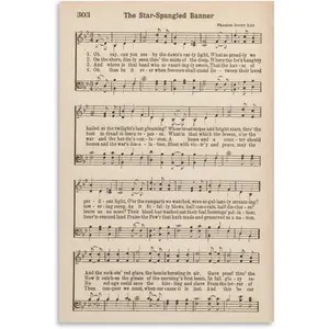 American National Anthem The Star-Spangled Banner Literature Poster (17) Canvas Wall Art Posters Used For Room Aesthetics And Decor Prints Home Decor Modern Decoration16x24inch(40x60cm)