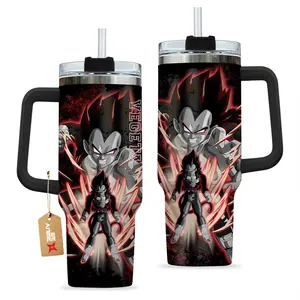 STORMMECH 40oz Handle Tumbler - SS4 Warrior Insulated Stainless Steel Portable Beverage Flask, Vacuum Insulated Kitchenware Drinkware with Lid, Large Iced Coffee Mug, Anime Manga Fighter Otaku Gift