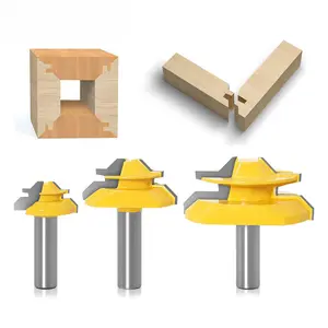 1 1/2 1/4 Inch 45 Degree Miter Router Bits for Woodworking T Slot Grooving Straight Edge Trimming Cutter for Wood Milling Machine