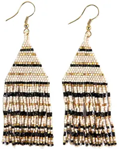 Ink + Alloy Women's Women'S Lexie Horizontal Stripe Beaded Fringe Earrings - Lxer0503bl