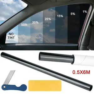 Car Window Tint Film with UV Rejection Sunscreen, heat insulation, and privacy protection, 0.5*6m, ideal for car, home, and office glass. Car Accessories Vehicle