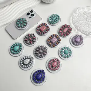 Luxury Turquoise Socket Grip Lazy Bracket Talk Grip For Magsafe IPhone Mac Samsung Safe Ring Finger Expanding Holder