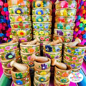Handpainted Wood Molcajete Bowl