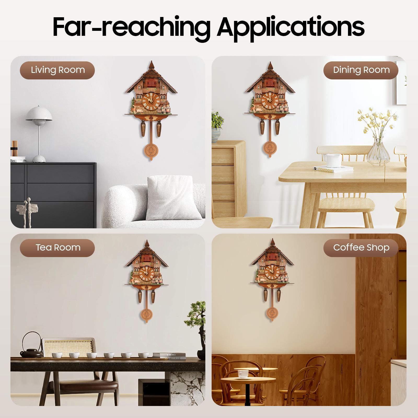 Vintage Cuckoo Wall Clock with Bird Chime, Nordic Decor Wooden Wall Clock, Hanging Wall Clock Decoration 25*10*50cm