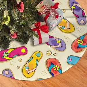 Flip Flops Beach Summer Times Christmas Tree Skirt Funny Tree Mat for Farmhouse Xmas Holiday Party Decorations Indoor Outdoor 36 Inch
