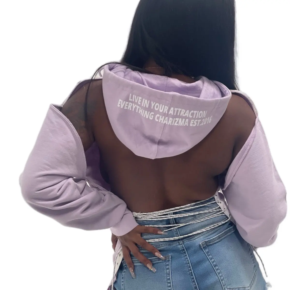 Backless laced up hoodie