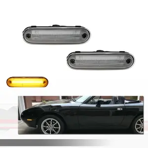 2pcs Clear Lens Amber LED Front Side Marker lamps Lights FOR MAZDA MX-5 MIATA 1990 1991 1992 1993 1994 1995 1996 1997 1998 1999 2000 2001 2002 2003 2004 2005,Replace OEM NA01515FX,8BN1-51-120
