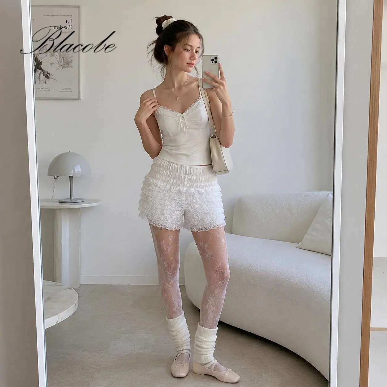 Women Floral Lace Boy Shorts High Waist Layered Scrunched Shorts Elastic Waist Comfy Summer Shorts Coquette Balletcore Festival Shorts