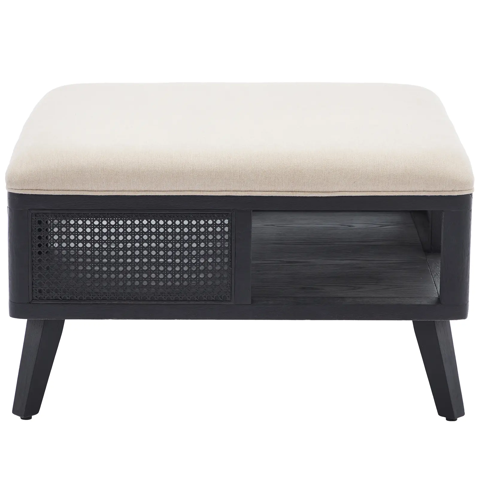 Square Shape Nordic Rattan Side Table - Minimalist Style Modern Design Solid Wood Indoor Furniture for Living Room, Bedroom - Home Decor Items, Room Decor Accent Piece