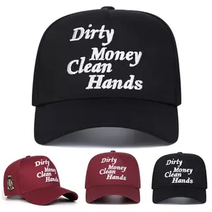 Unisex DIRTY MONEY Letter Embroidered Patchwork Five-sided Baseball Cap Outdoor Adjustable Sunscreen Leisure Hat Spring Autumn Travel Tourism Beach Vacation
