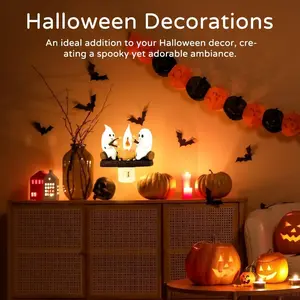 LED Ghost Night Light,Ghost bonfire party night light resin handicraft Halloween holiday atmosphere ornament,Cozy Spooky Mood Lighting