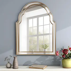 SHYFOY Gold Mirror for Wall, 23.6" X31.5" Arched Mirror, Large Wall Mirror for Hallway Entryway Decor