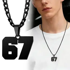 67 Chain 67 Necklace Chains for Boys Man Stainless Steel Basketball Soccer Baseball Team Number Pendant Chunky Chain Sport Necklace
