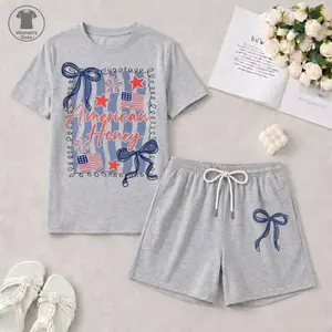 Women’s Summer Short Sleeve 2 Piece Set, Soft Crew Neck Top and Elastic Waist Shorts, Lightweight Casual Outfit for Vacation, Beach, Travel, Home, Streetwear, Everyday Summer Clothes, Breathable Comfortable Summer Outfit, Relaxed Fit, Soft Fabric,