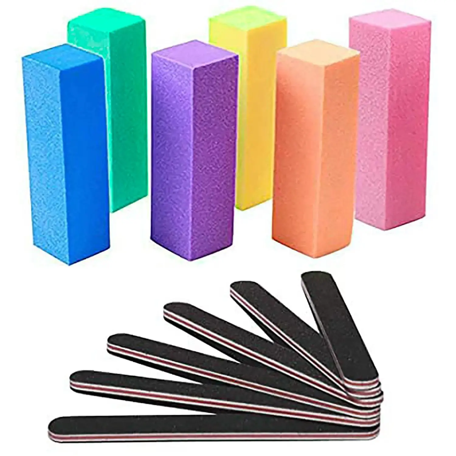 Nail File and Buffer Block Set, 12pcs Double-sided Nail Files & Nail Buffer Block Sticks, Professional Cosmetic Manicure Tool Kit for Women & Girls, Pedicure At Home, DIY Manicure, Nail Supplies, Nail Care, Nail Art Tools, Christmas Gift