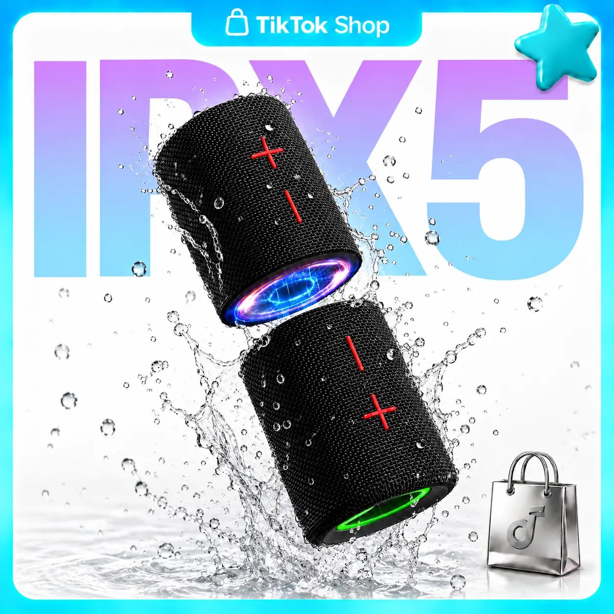 2-in-1 Magnetic Split Truewireless Speaker - 20W Compact Yet Powerful Wireless Bluetooth Speaker, TWS Pairing, IPX5 Splash Resistance, 12H Playtime, Rechargeable, Aux Jack, Magnetic Mount, Portable Gadget for Beach, Camping, Wireless Bluetooth Speakers,te