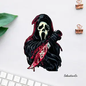 Ghostface Scream Horror Sticker, Scary Movie Vinyl Decal, Horror Fan Car Laptop Sticker Gift