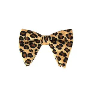 Mens Oversize Leopard Felt Bow Tie Adjustable Fashion Formal Wedding Prom By AZARMAN
