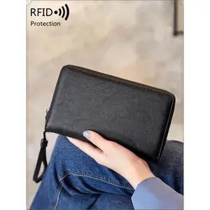 Women RFID Blocking Wallet Leather Zip Around Phone Clutch Large Capacity Ladies Travel Purse Wristlet | RFID Blocking, Zip Around, Large Capacity