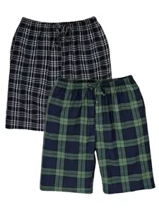 Men's Summer Plaid Striped Print Pajama Shorts, Casual Loose Fit Breathable Home Shorts, Pack of 2, Comfortable Underwear Sleep Pants