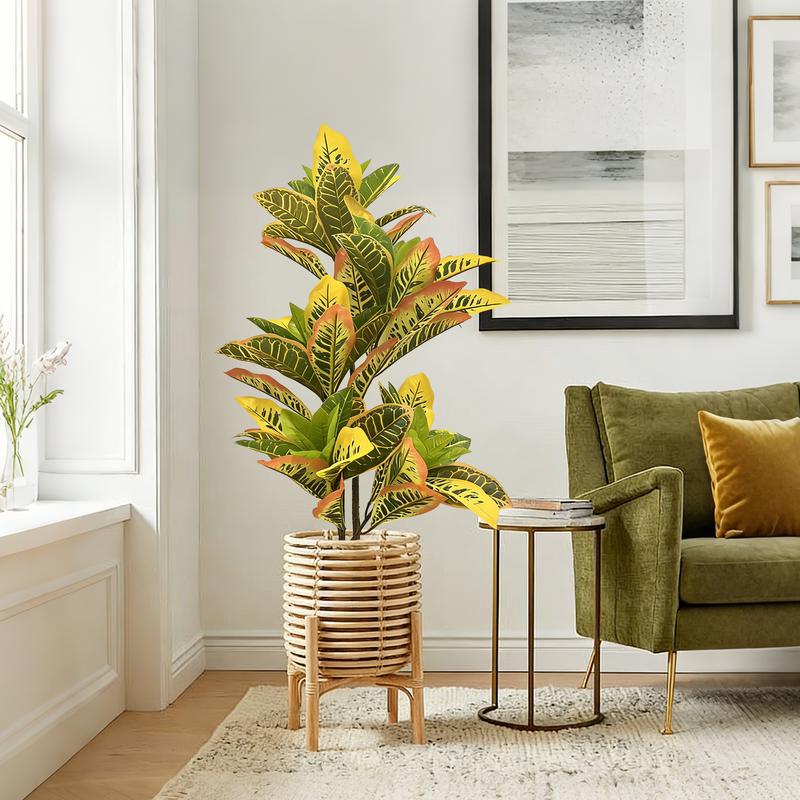 3.2FT Color-Changing Ficus Microcarpa Artificial Tree - Vibrant Potted Decor for Home, Office, Courtyard & Garden