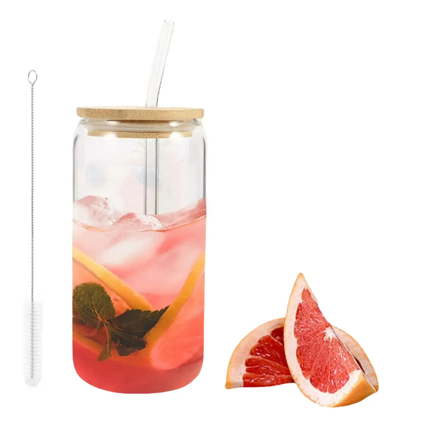 MIUVA Portable Reusable Bamboo Lid Transparent Glass Beverage Cup - Bamboo Drinking Glass with Lid & Straw, Espresso Tumbler, Iced Travel Drinkware (1 Count) TikTokShopBlackFriday