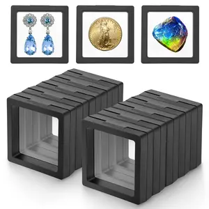10 PCS 3D 2.8in Floating Coin Display Frame Stand Holder Case for Jewelry Rings
