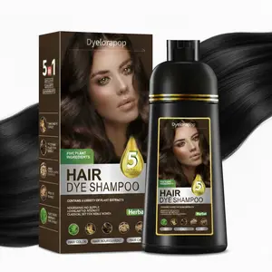 Black Hair Dye Shampoo for Gray Hair, Semi-Permanent Hair Color Shampoo for Women and Men, Herbal Ingredients, 5 in 1 100% Grey Coverage.Lasts 30 Days/500ml/Natural herbal Ingredients