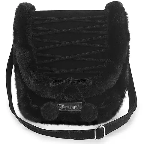 Demonia Women's Faux Fur Crossbody Handbag - Casual Fashion Bag with Faux Fur Edges, Button Closure, Adjustable Strap, Large Flap for Quick Access, Cute Accessory
