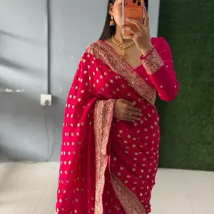 Women's Readymade Georgette Khaddi Saree with Matching Blouse