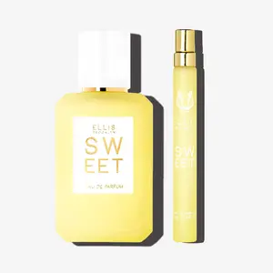 Ellis Brooklyn SWEET Eau De Parfum Fragrance Duo - 50ml & 10ml Travel Spray Value PerfumeSet, Gourmand Perfume with Pear, Bergamot, Violet, Orris, Marshmallows, White Amber, Cashmere