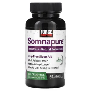 Force Factor Somnapure, Drug-Free Sleep Aid, 60 Tablets