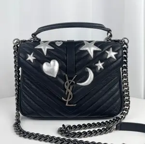 Pre-owned Yves Saint Laurent Matelasse Patchwork Monogram Medium College Bag