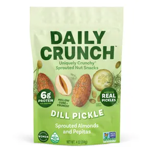 Daily Crunch Dill Pickle Sprouted Almonds & Pepitas Snack - Real Pickles, No Added Sugar, 6g Protein Crunch
