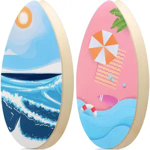 2 Pack 35 Inch Wooden Skimboard with High Gloss Coat, Beach Skimboards for Beginners, Teenagers and Adults
