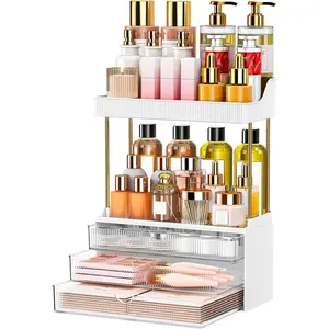 12.2" W Makeup Organizer Drawers - 5 Tiers Bathroom Counter Organizer,  Storage Drawer for Dresser Countertop and Bathroom  for Large Skincare, Perfume, Clear