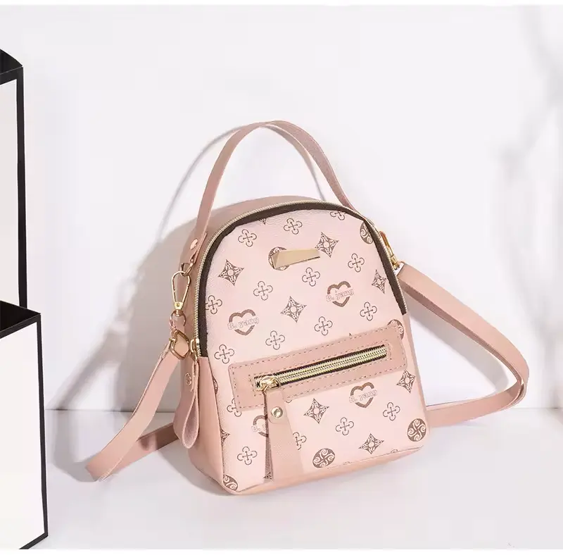Mini Backpack Women PU Leather Printed Fashion Small Backpack 3 Ways Carry Lightweight Casual Daypack for Daily Travel Shopping