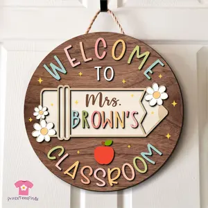 Custom Teacher Door Hanger, Teacher Door Sign, Teacher Gifts, Back To School, Classroom Decor, Teacher Name Sign, Welcome Classroom Sign