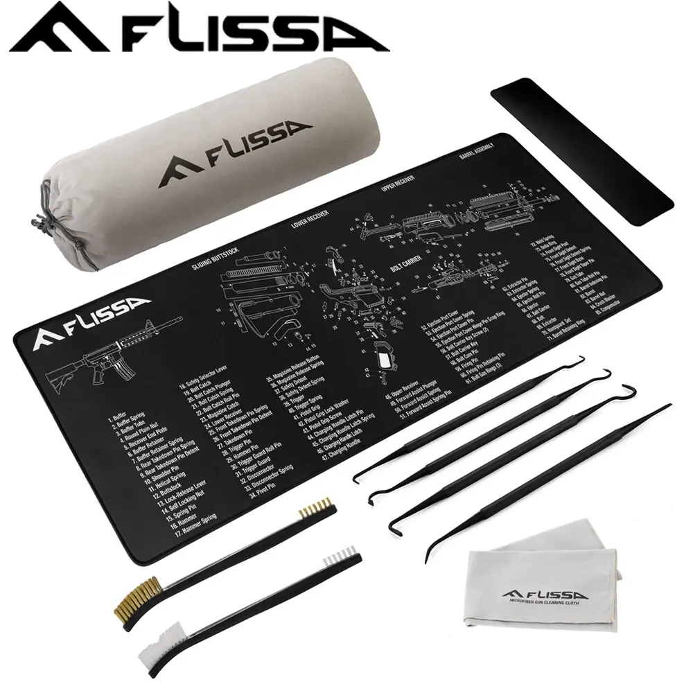 #fathersdaygift FLISSA Gun Cleaning Mat Set For Glock AR 12"x36" Gun Cleaning Bench Non-Slip 8PC