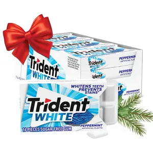 Trident White Peppermint Sugar-Free Chewing Gum, 9 Packs of 16 Pieces (144 Total Pieces)