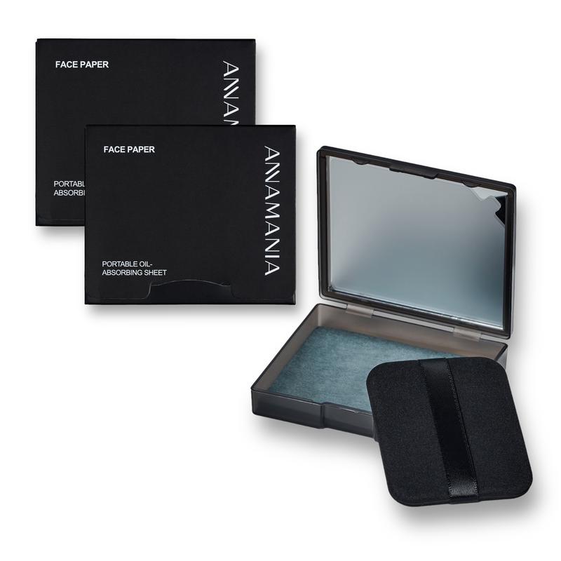 ANAMANIA Oil Blotting Sheets for Face with Mirror and Puff. 300 Sheets oil Blotting paper for oily skin, Absorb Excess Oil,  Face paper Compact Makeup Matte