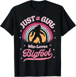 Bigfoot Just A Girl Who Loves Sasquatch Funny Retro Vintage T-Shirt Small Pure Cotton Graphic Tees Menswear Top: Gifts for Men & Women