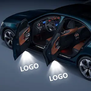 2Pcs LED Car Door Welcome Light HD Projector Lamp Accessories with Smart Infrared Sensor Carbon Fiber Pattern for Optimal Performance and Clear Visibility